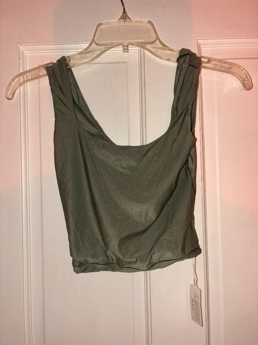 NWT Aerie SMOOTHEZ Women’s S Olive Green Scoop Neck Cropped Tank Top